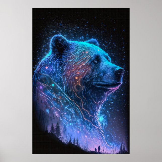 Poster Retrato De Animais De Porte De Urso Câncer (Frente)