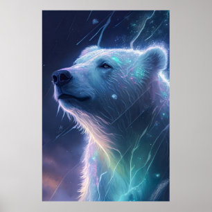 Poster Retrato de Animais de Urso Polar Pintando com Vida
