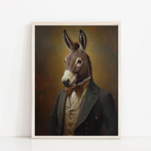 Poster Retrato de Animal Vitoriano, Burro Real Vintage 