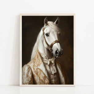 Poster Retrato de Animal Vitoriano, Cavalo Branco Real Vi