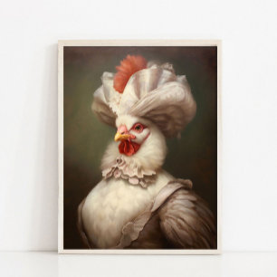 Poster Retrato de Animal Vitoriano, Galinha Dama Real Vin