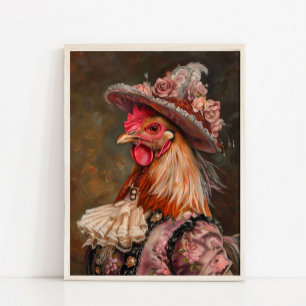 Poster Retrato de Animal Vitoriano, Galinha Dama Real Vin