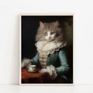 Poster Retrato de Animal Vitoriano, Gata Senhora Real Vin