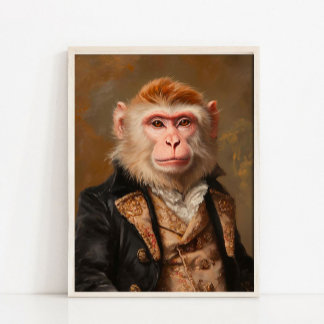 Poster Retrato de Animal Vitoriano, Macaco Real Vintage