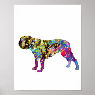 Poster Retrato de Aquarela de Bulldog Art