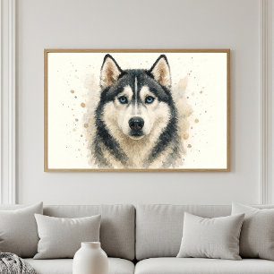 Poster Retrato de Aquarela de Rouco Azul Mesmerizando