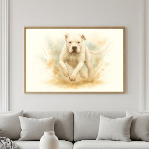 Poster Retrato de Aquarela Dogo Argentino