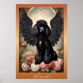 Poster Retrato de Arte Clássica do Poodle Francês Negro