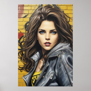 Poster Retrato de Arte de Woman Street AI Generativo