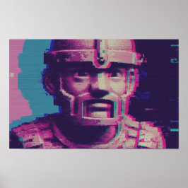 Poster Retrato de Arte Vaporwave Glitch