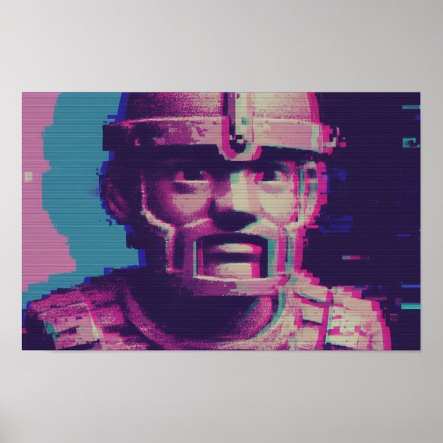 Poster Retrato de Arte Vaporwave Glitch (Frente)