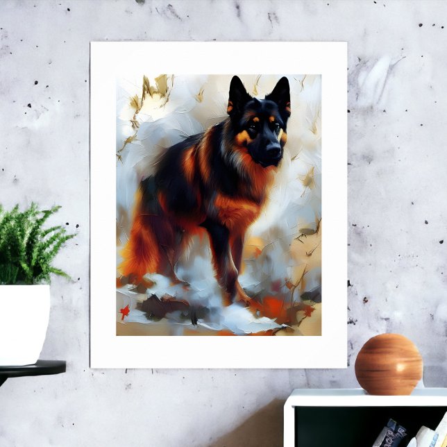 Poster Retrato de atordoamento do cão german shepherd (German Shepherd Dog Stunning Portrait Poster from Ricaso)