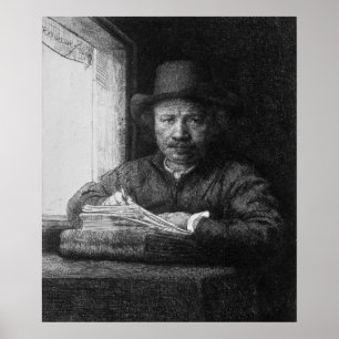 Pôster Retrato de auto ao tirar, 1648