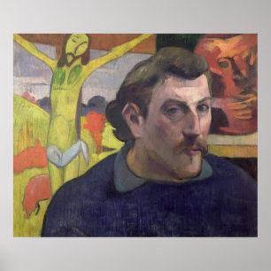 Poster Retrato de auto com o cristo amarelo, 1890