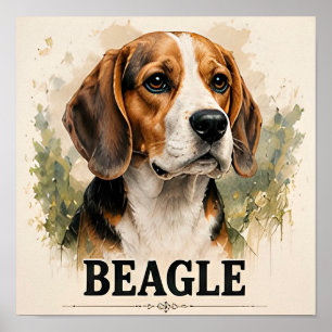 Poster Retrato de Beagle Caçador Arte Premium