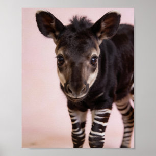Poster Retrato de Bebê Okapi Arte de Berçário Exótico