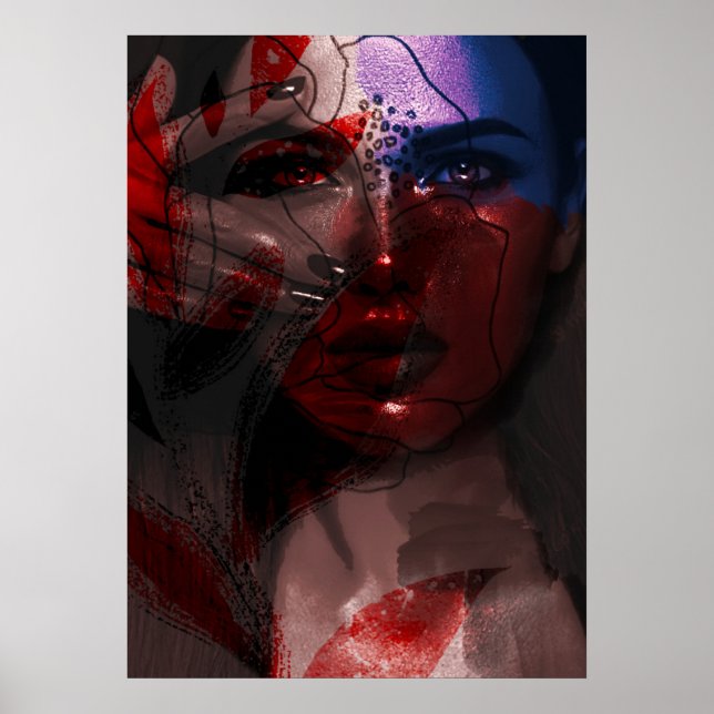 Poster Retrato de Boêmian Ombre Violet e Burgundy (Frente)