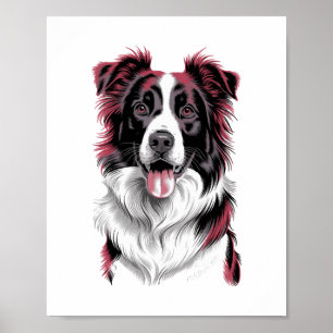 Poster Retrato de Border Collie em Detalhe Vibrante para
