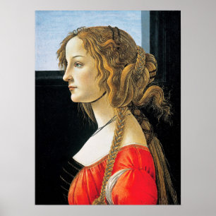 Pôster Retrato de Botticelli de uma jovem mulher