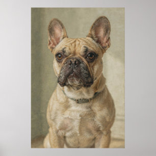 Poster Retrato de Bulldog Francês em Neutros Quentes