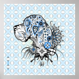 Poster Retrato de cachorro com tatuagem