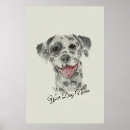 Poster retrato de cachorro dálmata arte realista aquarela