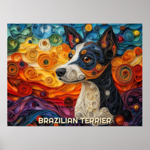 Poster Retrato de Cachorro de Arte Terrier Brasileiro Enr