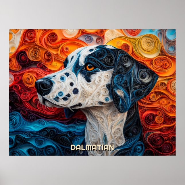 Poster Retrato de Cachorro de Encerramento Dalmático (Frente)