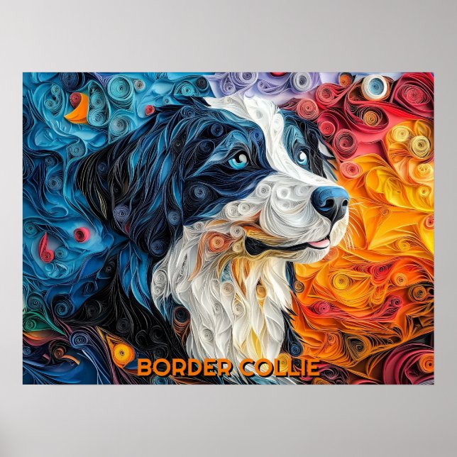 Poster Retrato de Cachorro de Papel Collie de Borda (Frente)