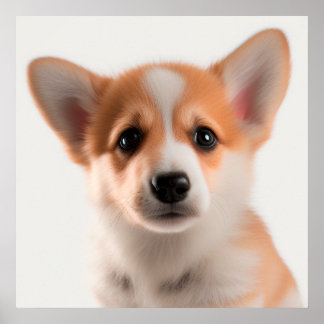 Poster Retrato de cachorro de Pembroke Welsh Corgi fofo (