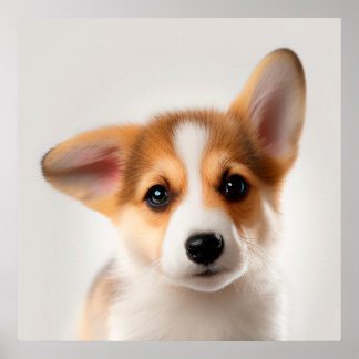 Poster Retrato de cachorro filhote de Corgi galês Pembrok