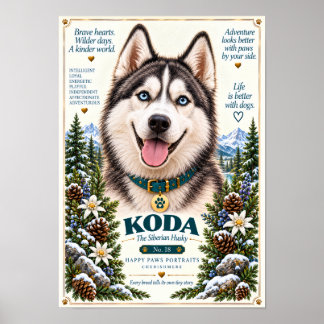 Poster Retrato de Cachorro Husky Siberiano | Koda No. 18