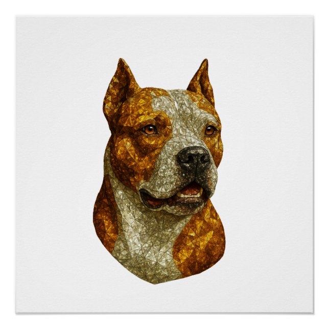 Pôster Retrato de Cachorro Pitbull (Frente)