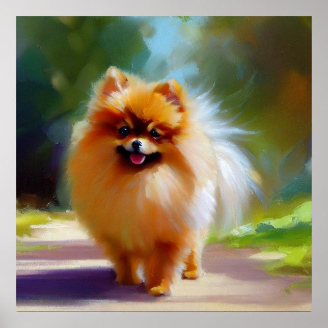 Poster Retrato de Cachorro Pomerano (Frente)