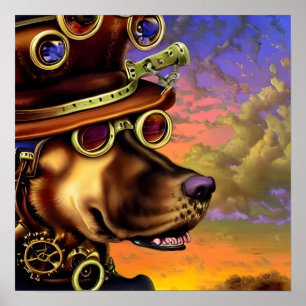 Poster Retrato de Cachorro Steampunk