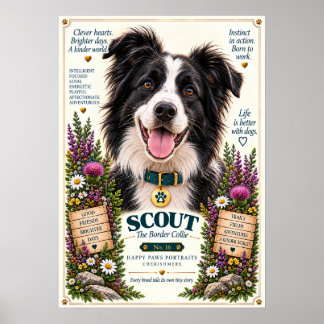 Poster Retrato de Cão Border Collie | Scout Nº 16