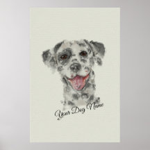 retrato de cão dálmata arte realista aquarela