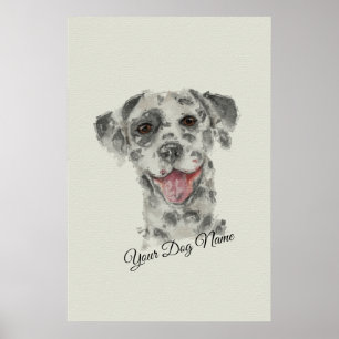 Poster retrato de cão dálmata arte realista aquarela