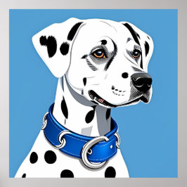 Poster Retrato de Cão Dálmata com Coleira Azul