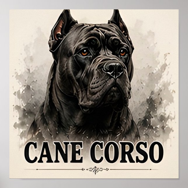 Poster Retrato de Cão Guardião Poderoso Cane Corso (Frente)