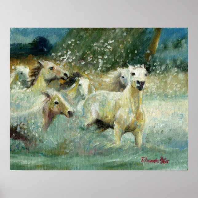 Poster Retrato de Cavalo Carmargue (Frente)