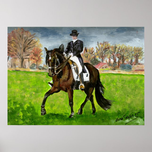 Poster Retrato de Cavalo de Dressagem Real (Frente)