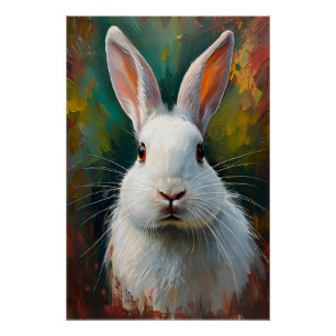 Pôster Retrato de Coelho Artístico - Pintura a Óleo Vibra