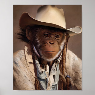 Poster Retrato de cowboy macaco