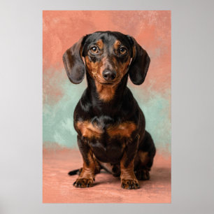 Poster Retrato de Dachshund em Tons Terrosos Quentes