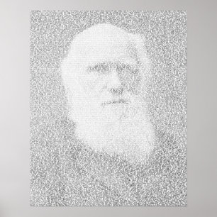Pôster Retrato de Darwin feito do texto "Origem das Espéc