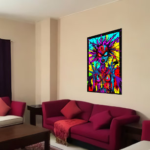 Poster Retrato de demônio bizarro e colorido   Arte AI