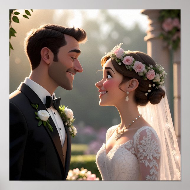 Poster Retrato de desenho animado 3D personalizado a part (Frente)