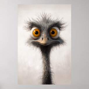 Poster Retrato de desenho animado de avestruz de olhos ar