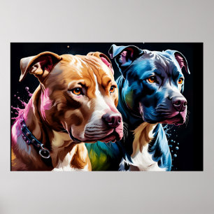 Poster Retrato de dois pit Bulls